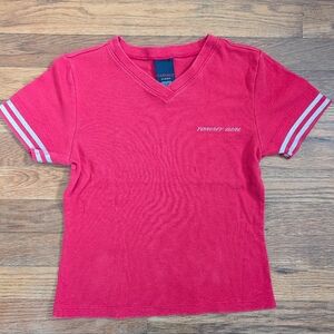 Vintage Tommy Girl Jeans Fitted Short Sleeve Top Small V-Neck Y2k 2000's Preppy